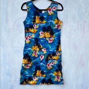 Pacific legend Tropical Blue Sleeveless Dress Hawaii size Medium M